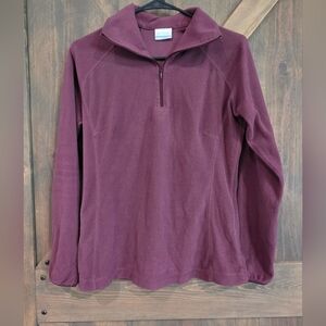COLUMBIA Maroon Lightweight Quarter Zip Fleece Pullover Size Medium
